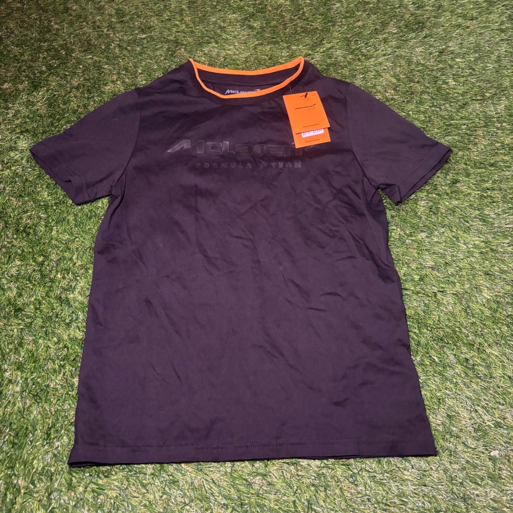 McLaren Formula 1 Team Core Essentials T-Shirt Caviar Black Orange TF10941 New